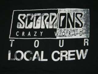1990 SCORPIONS LOCAL CREW CRAZY WORLD TOUR VTG T SHIRT  