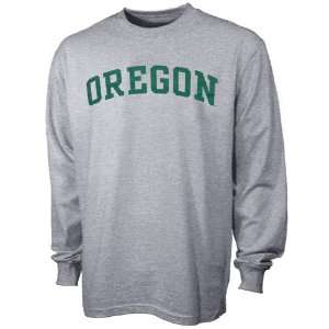  Oregon Ducks Ash Vertical Arch Long Sleeve T shirt Sports 