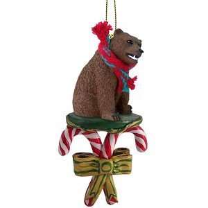  Grizzly Bear Candy Cane Christmas Ornament