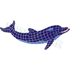  Large Dolphin Pool Accents Blue Pool Glossy Ceramic 