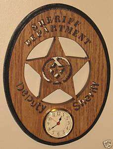 Deputy Sheriff Oval Wall Clock With Texas State Seal  