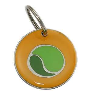  Painted Designer Dog ID Tag   Tennis Ball on Yellow 