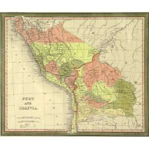  Antique Map of South America, Peru and Bolivia, 1850
