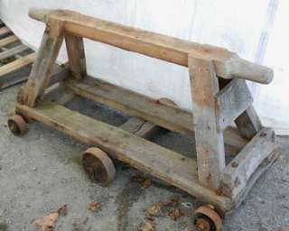 Shaped Cart Hardwood on Cast Iron Wheels from Tannery Leather Factory 
