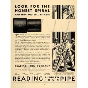  1931 Ad Reading Puddled Iron Pipe Spiral Construction 