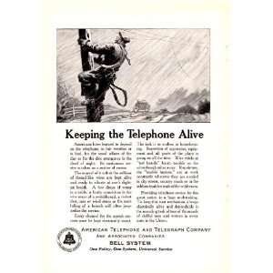  1924 Ad Bell Telephone Line Repairman Original Vintage 