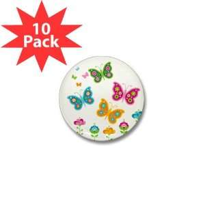 Mini Button (10 Pack) Retro Butterflies 