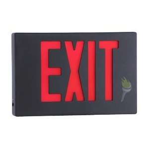  LED Exit Sign   Red Letters   Black Aluminum Housing   Battery Backup