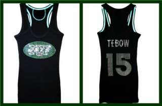 Womens New York NY Jets Tim Tebow Bling Jersey Tank Top Tee T Shirt 