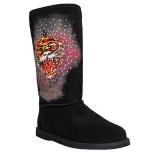  ED Hardy Womens Boot Strap Black 11FBS101W Size 8 