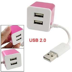  Mini Portable 4 Ports Cubic Wired Hub Hot Pink for Laptop Electronics