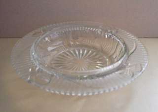 Vintage Jeannette Glass Iris Round Butter Dish No Lid Clear Depression 
