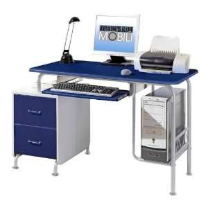    Blue and Silver Computer Desk by Techni Mobili