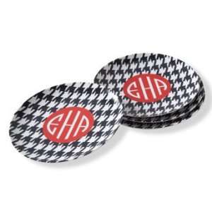   of Four Houndstooth Personalized Dinner Plates   Brown   Grandin Road