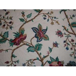  Crewel Fabric Spring Blooms Off White Cotton Duck