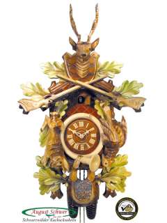Black Forest Cuckoo Clock 8 Day Hunting Clock 23.2 NEW  