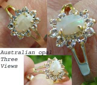 Australian Opal CZ(simulated stone) Ring HGE Gold Plate  