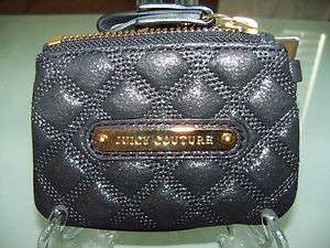 NWT JUICY COUTURE Black Shimmer Credit Card Coin Keys Purse Zipper 