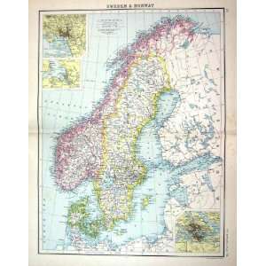   Map C1900 Sweden Norway Jutland Stockholm Gulf Bothnia