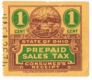 State Of Ohio Prepaid Sales Tax Stamp 1 Cent  