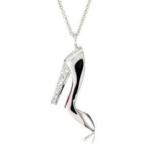  Enamel Bottomed High Heel with Swarovski Crystals Necklace Jewelry