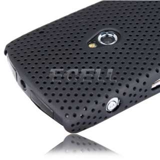 BLACK PERFORATED MESH HARD BACK CASE COVER FOR SONY ERICSSON XPERIA 