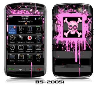 Blackberry Storm Skin w/armor   PINK EMO SKULL ON BLACK  