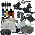 Complete Tattoo Kit With Case 2 Machine 6 Color Ink Set Power Supply 