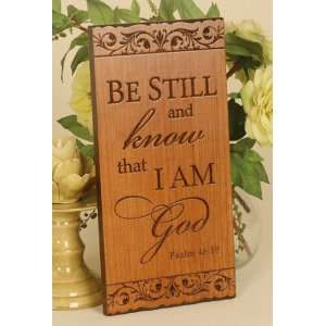 Be Still and Know   Carved Cherry Sign   16x8 inches 