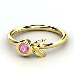  Boutonniere Ring, Round Pink Tourmaline 14K Yellow Gold 