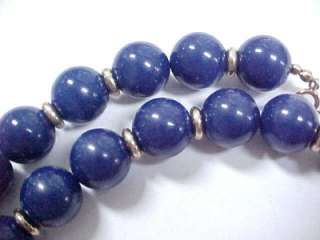 Vntg AVON Lapis Blue Bead Gold Tone Necklace & Earrings  