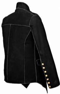   Mens Military Style NUBUCK LEATHER Military Jacket Steampunk Goth BLUF