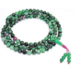  8mm Ruby Zoisite Mala Buddhist Prayer Beads (Made in the 