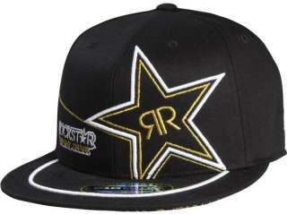 Fox Racing Rockstar Mens Golden 210 Flat Bill Flex Fit Hat Cap MX 