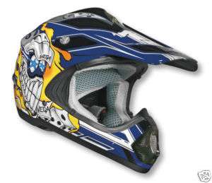 NEW Racing Helmet Blue Dicey with Cool Graphics. BMX/MX/ATV/MTB 