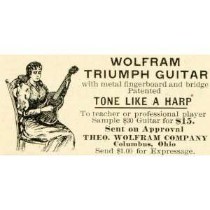 1893 Ad Theodore Wolfram Antique Triumph Guitar Fingerboard Price 