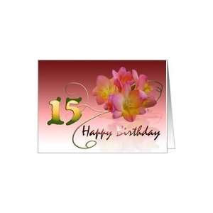  Happy 15th Birthday Oleander Flower curly coil pink flower 