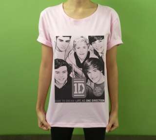  Neckline T Shirt 1D ONE DIRECTION Boy Band Fan Printed Size M  