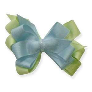  Small Green and Blue Grosgrain Ribbon Bow Arts, Crafts & Sewing