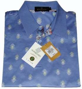 Bugatchi Uomo NWT L 100% Cotton Short Sleeve Mens Golf Polo Shirt Filo 