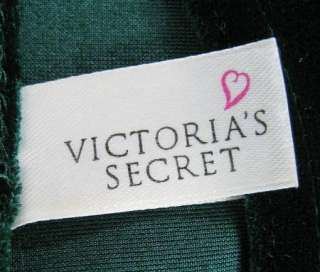 Womens VICTORIAS SECRET Dark Green Velour Bodysuit Size L Thong 