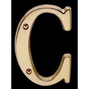  House Numbers Bright Solid Brass, 4 Letter C