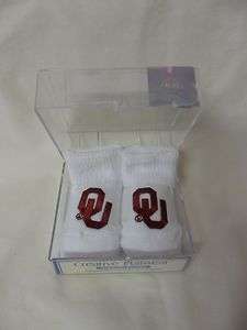   OU White Infant Newborn Baby Booties with Gift Box 893576119043  