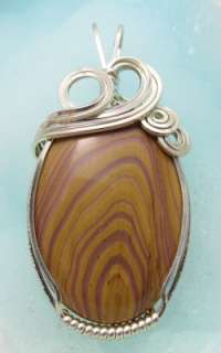Autumn Hickoryite Sterling Silver Wire Wrapped Pendant  