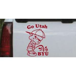 Go Utah Pee On BYU Car Window Wall Laptop Decal Sticker    Red 12in X 