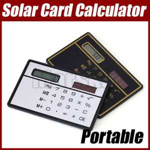   Wallet Credit Card Style Solar Power Pocket Calculator 8 Digits  