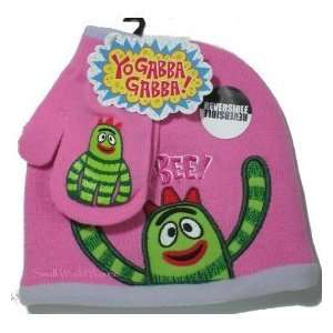  Yo Gabba Gabba Brobee Pink Hat Mitten Set Toddler 2 4 