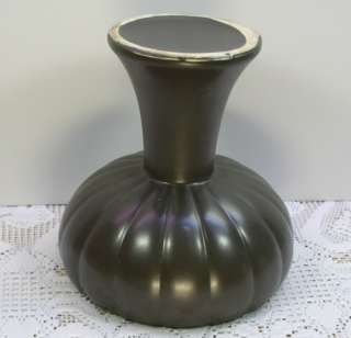 McCoy Pottery Floraline Matte Gunmetal Gray Pedestal Planter Vase 464 