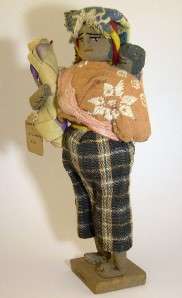 Pair Vintage 40s Cloth Souvenir Costume Dolls Guatamala  