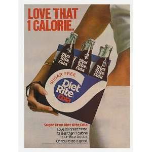   1974 Sugar Free Diet Rite Cola 6 Pack Bottles Print Ad